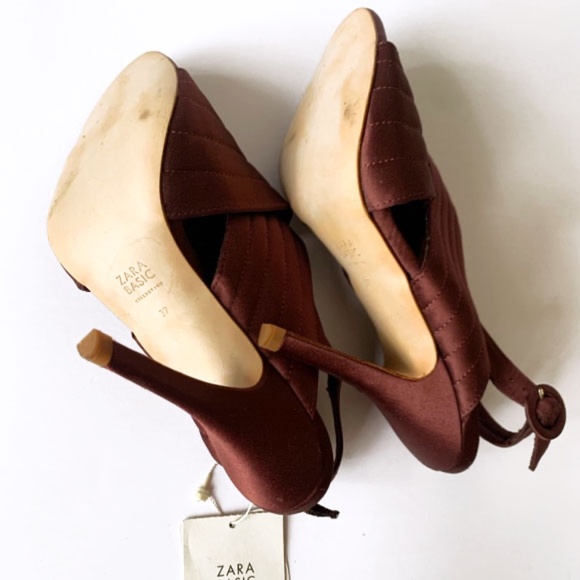 NWT ZARA QUILTED SATIN HEEL - Picture 7 of 9